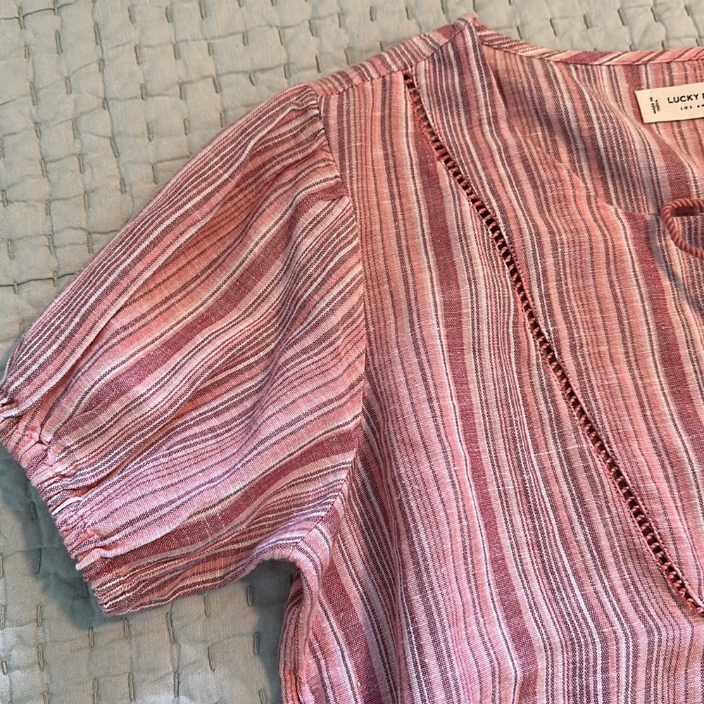 Lucky Brand pink short sleeve blouse oversized size small. New with tags - Picture 4 of 6
